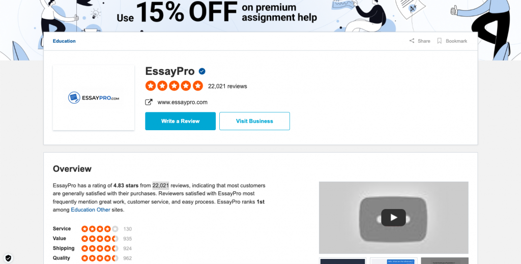 essaypro ratings